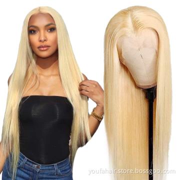 Human Hair Vendor Wholesale 613 White Honey Blonde Straight 13x4 HD Lace Front Wigs Virgin Full Lace Frontal Wig For Black Women